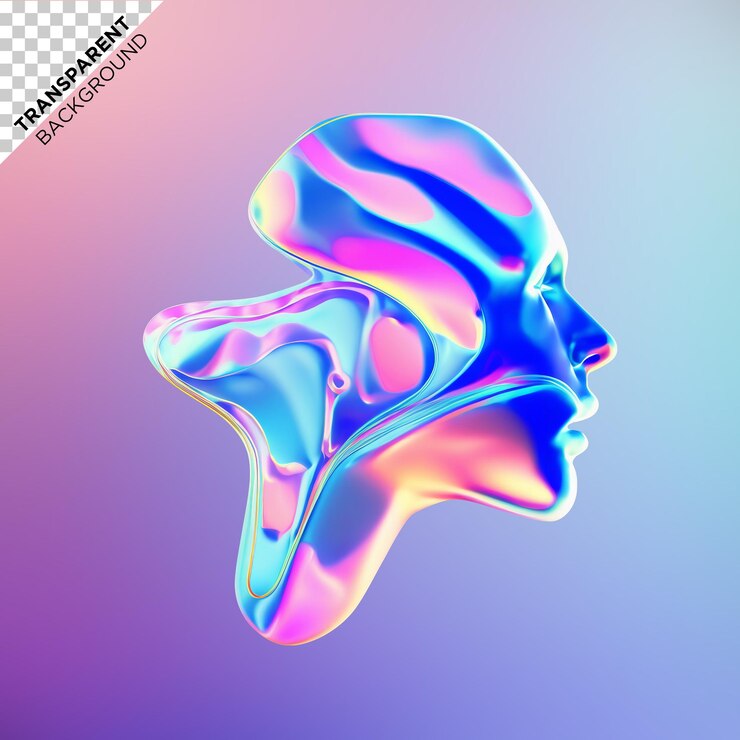 PSD ilustração holográfica 3d do fluido da cabeça
