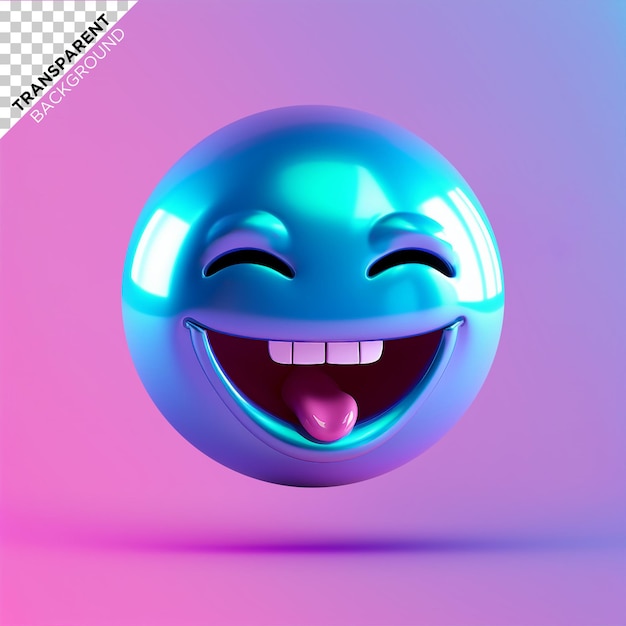 PSD ilustração holográfica de emoji de renderização 3d