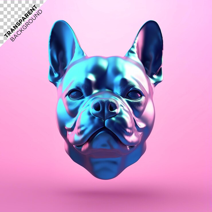PSD ilustração holográfica do bulldog francês