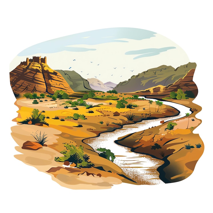 PSD ilustração indiana do vale de chambal