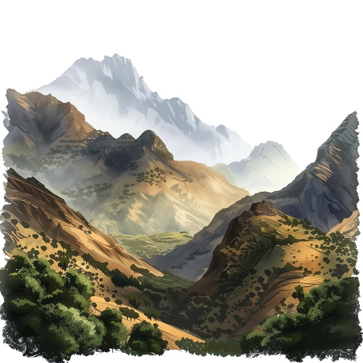 PSD ilustração indiana realista da cordilheira de aravalli
