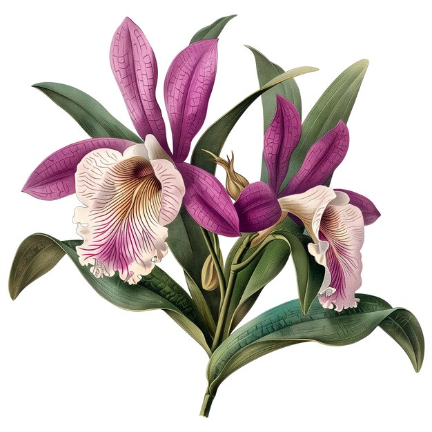 PSD ilustração isolada de uma flor de orquídea roxa