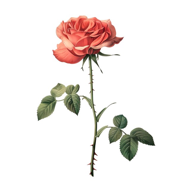 PSD ilustração isolada de uma flor de rosa vermelha