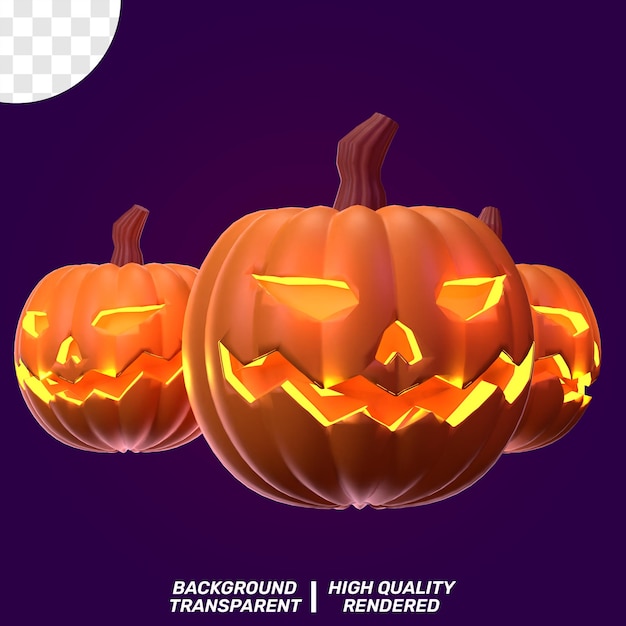 Ilustração isolada em PSD 3D Halloween Triple Pumpkin