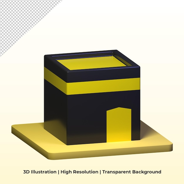 Ilustração isométrica de ícone de kaaba 3d