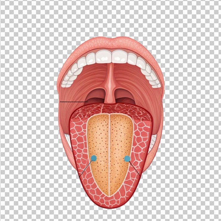 PSD ilustração médica da anatomia da língua humana