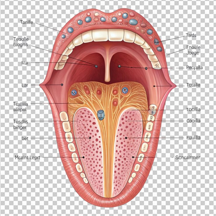 PSD ilustração médica da anatomia da língua humana