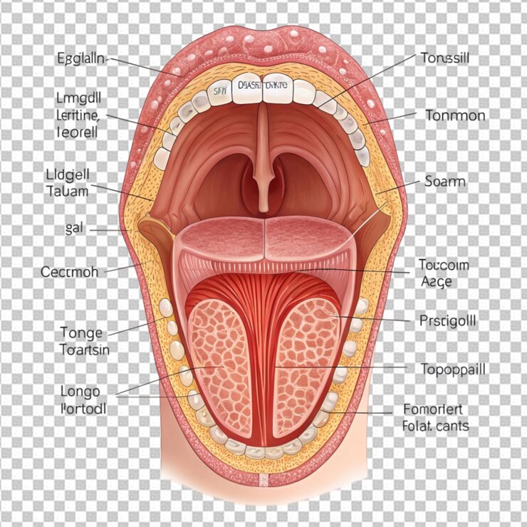 PSD ilustração médica da anatomia da língua humana