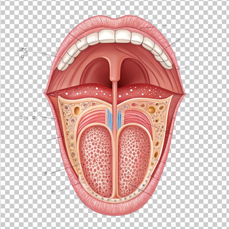 PSD ilustração médica da anatomia da língua humana