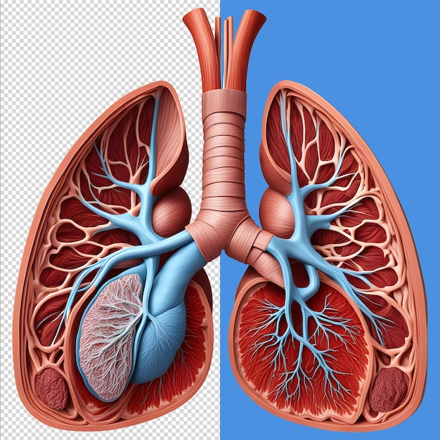 Ilustração médica de pulmões humanos renderização 3d do corpo humano