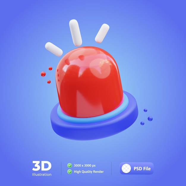 PSD ilustração médica do ícone da luz da sirene 3d