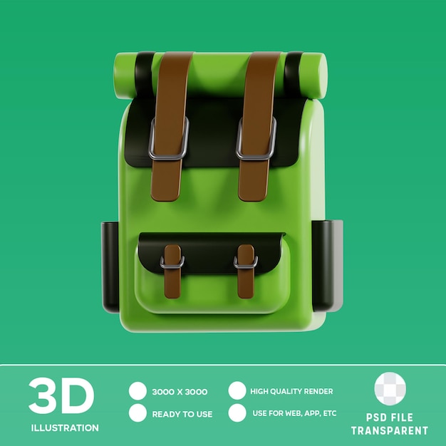 Ilustração militar 3D de mochila PSD