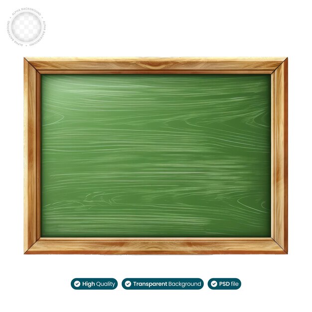 PSD ilustração mostrando o apelo natural e educacional dos designs de lousa verdequot