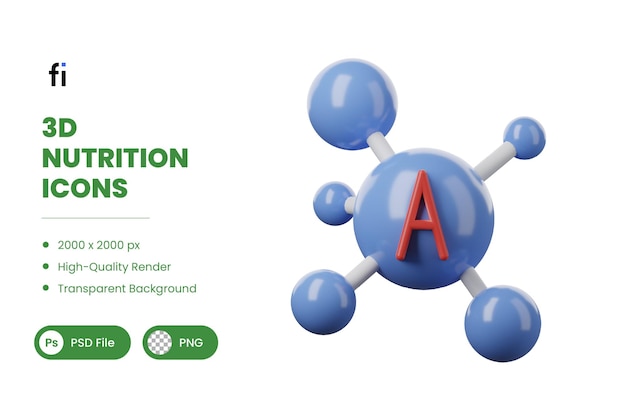 PSD ilustração nutricional 3d aminoácidos