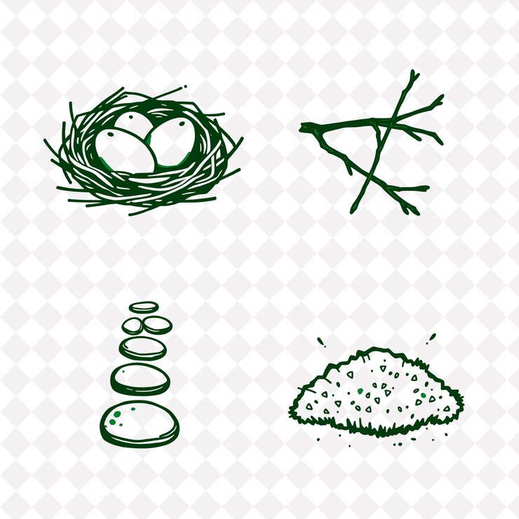 PSD ilustração ovos de pássaro galhos seixos musgo ovos de aves aninhados em um ninho aconchegante galhos dispostos cuidadosamente p