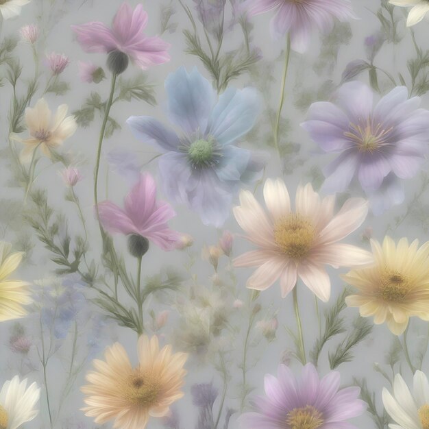 PSD ilustração pastel de flores silvestres aigenerated