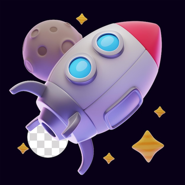 Ilustração planetária e astronômica de foguete 3D