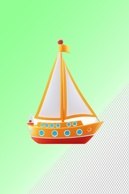 PSD ilustração psd 3d barco isolado em fundo transparente