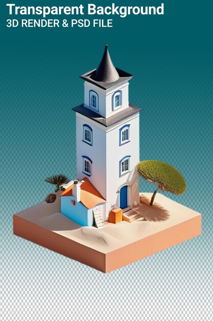 Ilustração psd 3d casa isolada em fundo transparente