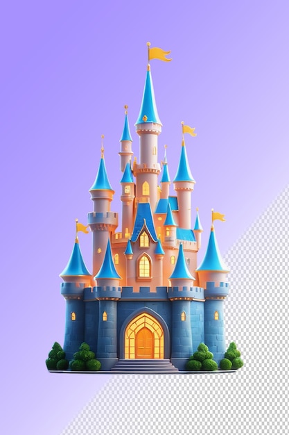 PSD ilustração psd 3d castelo isolado em um fundo transparente