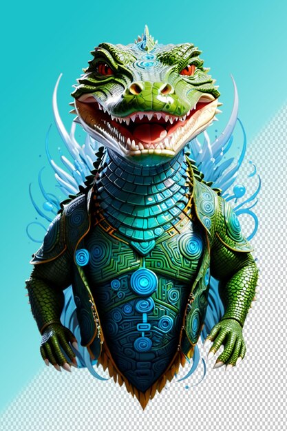 PSD ilustração psd 3d crocodilo isolado em fundo transparente