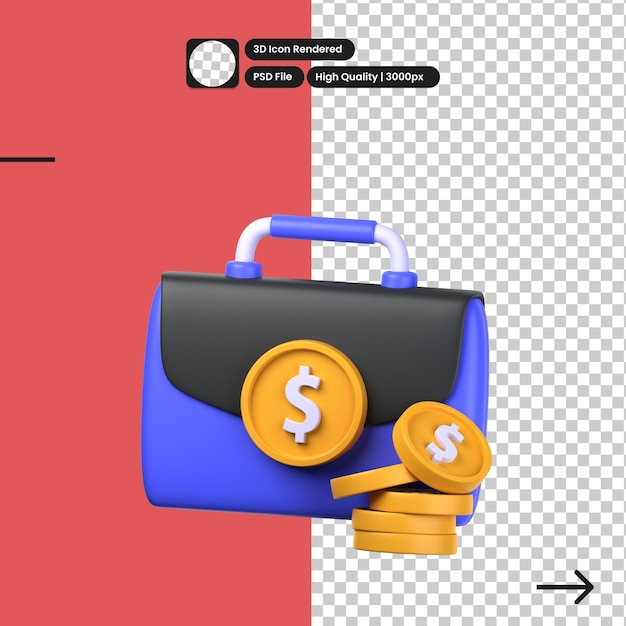 Ilustração psd 3d da bolsa financeira