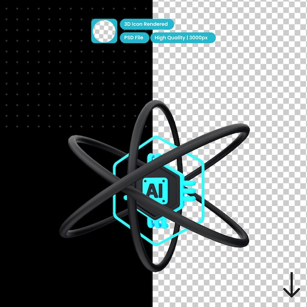 Ilustração psd 3d de aprendizagem de inteligência artificial