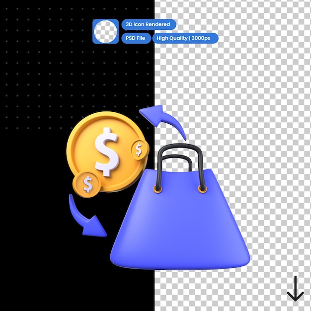 Ilustração psd 3d de cashback