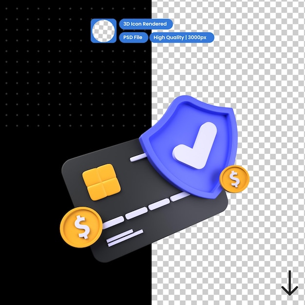 PSD ilustração psd 3d de pagamento de segurança