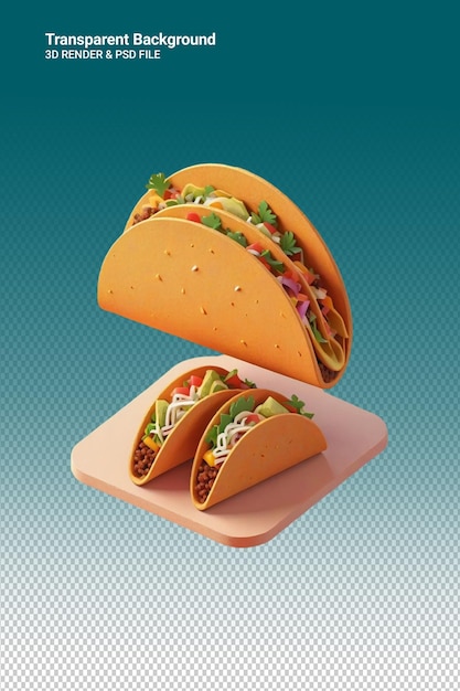 PSD ilustração psd 3d de tacos isolados em fundo transparente