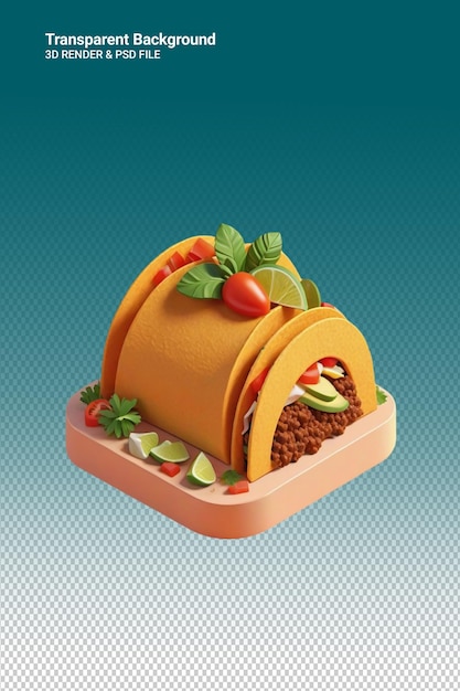 PSD ilustração psd 3d de tacos isolados em fundo transparente