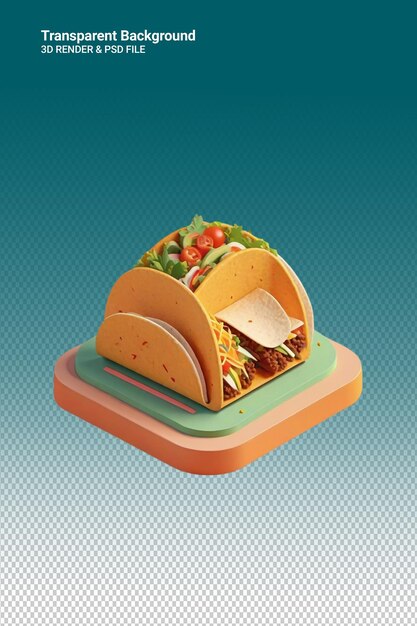 PSD ilustração psd 3d de tacos isolados em fundo transparente