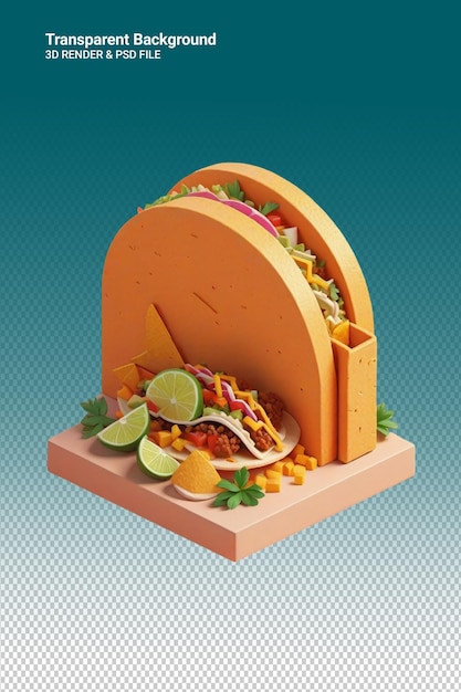 PSD ilustração psd 3d de tacos isolados em fundo transparente