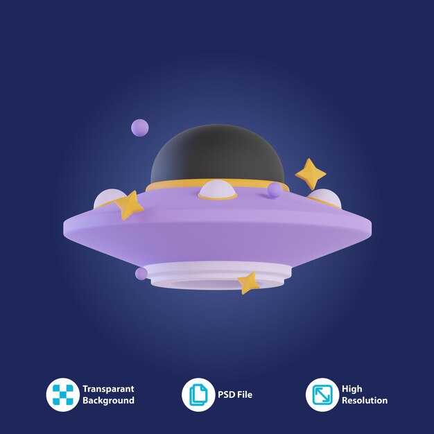 PSD ilustração psd 3d de ufo