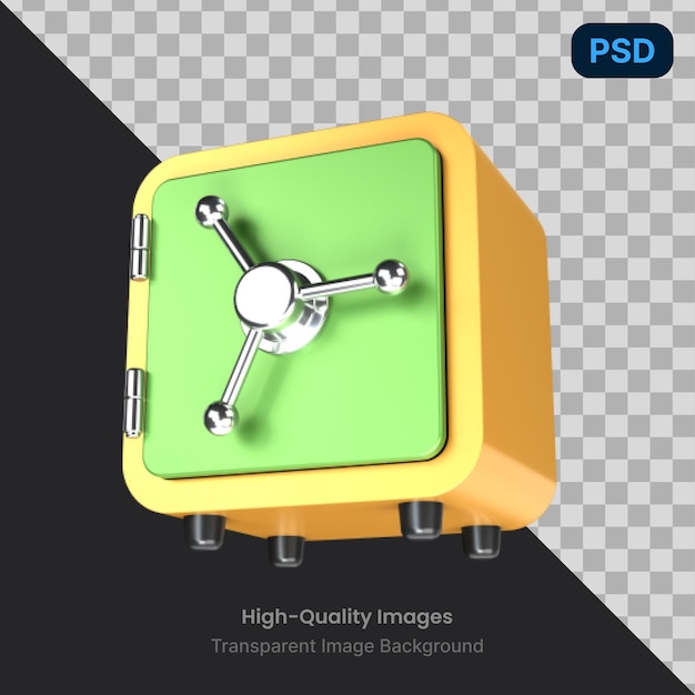 PSD ilustração psd 3d de um cofre