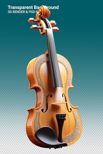 PSD ilustração psd 3d de violino isolado em fundo transparente