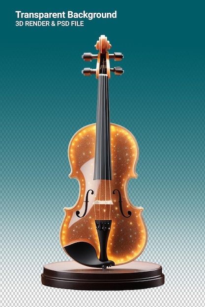 PSD ilustração psd 3d de violino isolado em fundo transparente