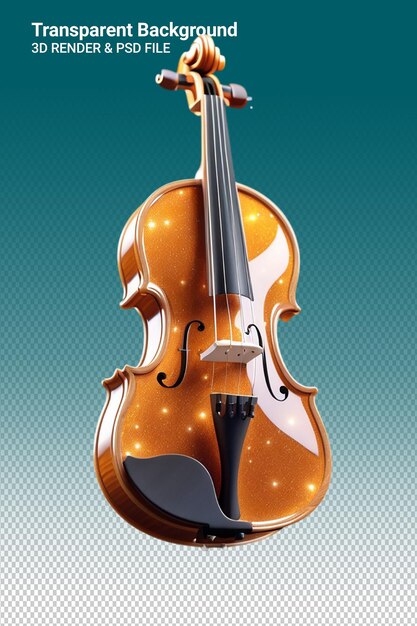 PSD ilustração psd 3d de violino isolado em fundo transparente