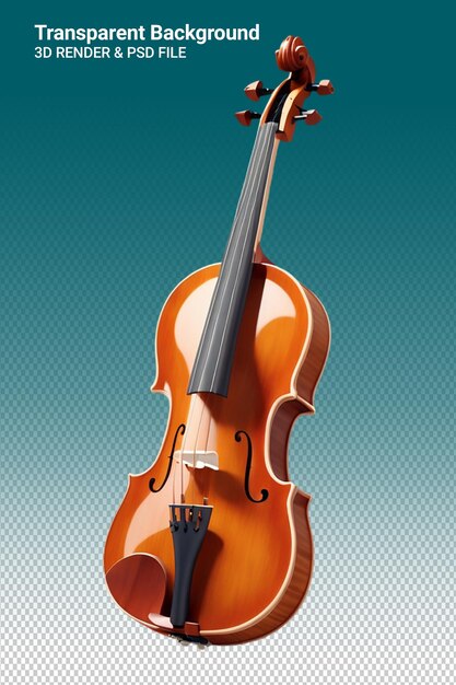 PSD ilustração psd 3d de violino isolado em fundo transparente