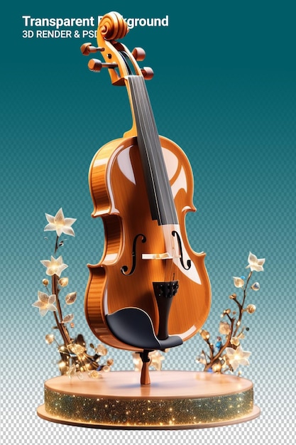 Ilustração psd 3d de violino isolado em fundo transparente