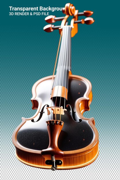 PSD ilustração psd 3d de violino isolado em fundo transparente