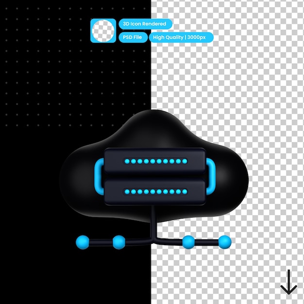 PSD ilustração psd 3d do banco de dados em nuvem