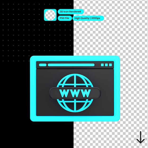 Ilustração PSD 3D do domínio do site