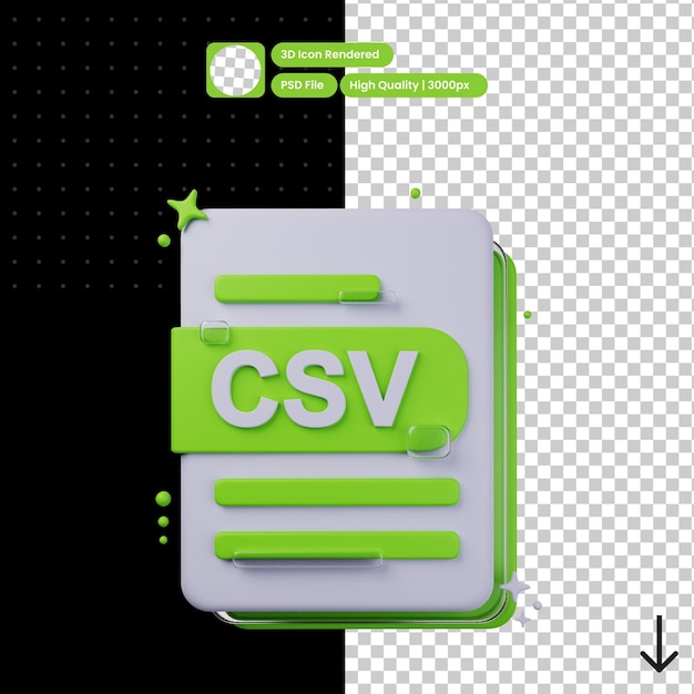 PSD ilustração psd 3d do formato csv