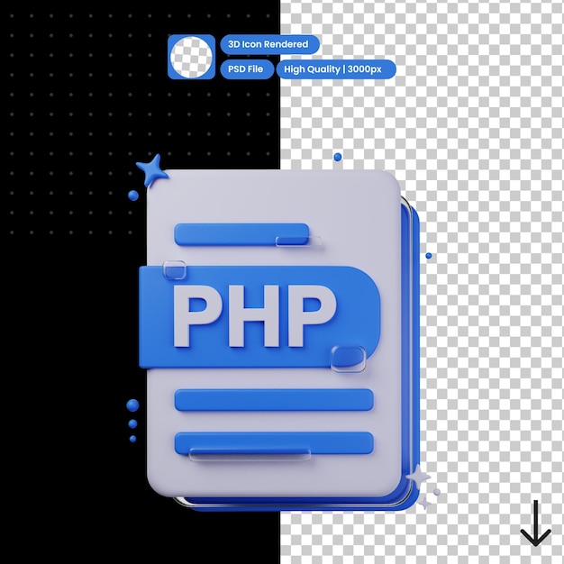 PSD ilustração psd 3d do formato php