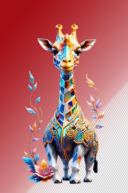 Ilustração psd 3d girafa isolada em fundo transparente