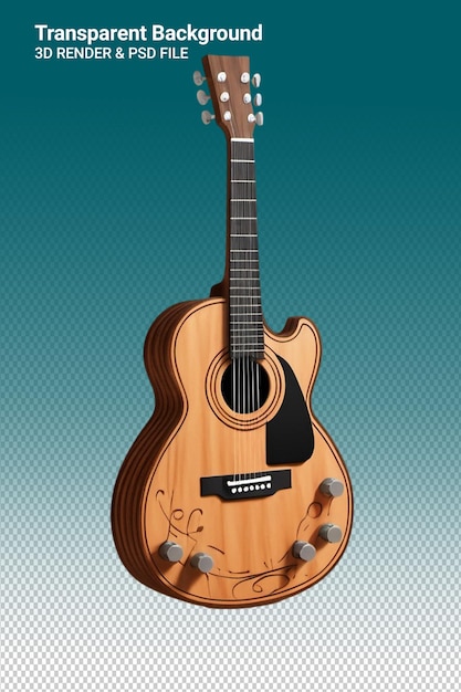 PSD ilustração psd 3d guitarra isolada em fundo transparente