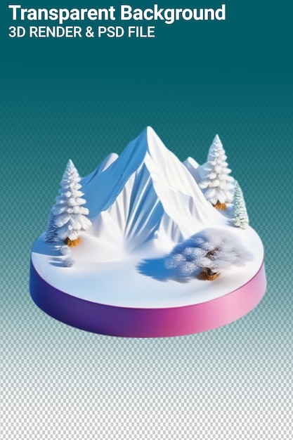 Ilustração psd 3d montanha isolada em fundo transparente