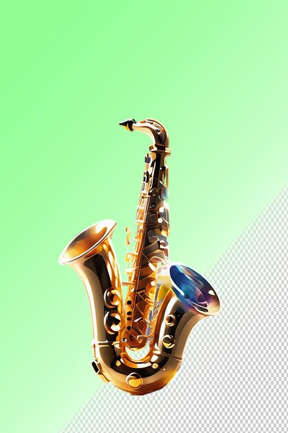 PSD ilustração psd 3d saxofone isolado em fundo transparente