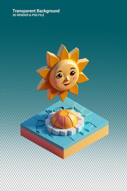 PSD ilustração psd 3d sol isolado em fundo transparente